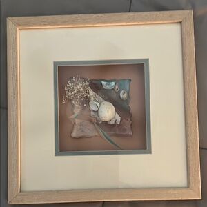 Coastal Seashell Framed Art in Natural Wood